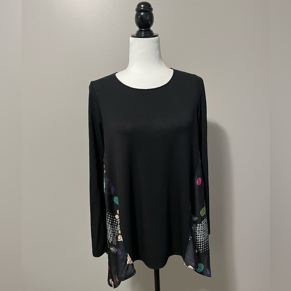 Desigual Sadie Ling Sleeve Tee Asymmetrical Hemline - Picture 3 of 10